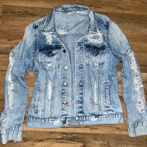 Distressed denim jacket XS